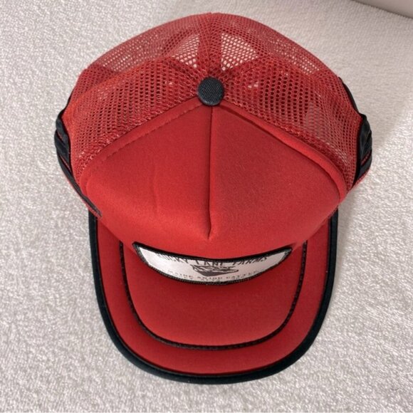 Vintage Red Black Rocky Lane Farms Mesh Back Snap Back Trucker Hat - Picture 5 of 10